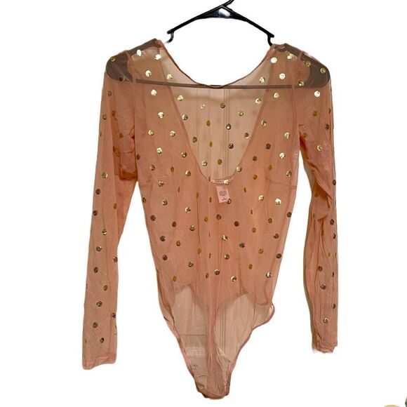 🌟Ver Sexy🌟Victoria Secret🌟Lingerie🌟Beige Long Sleeve Slip - Picture 1 of 2